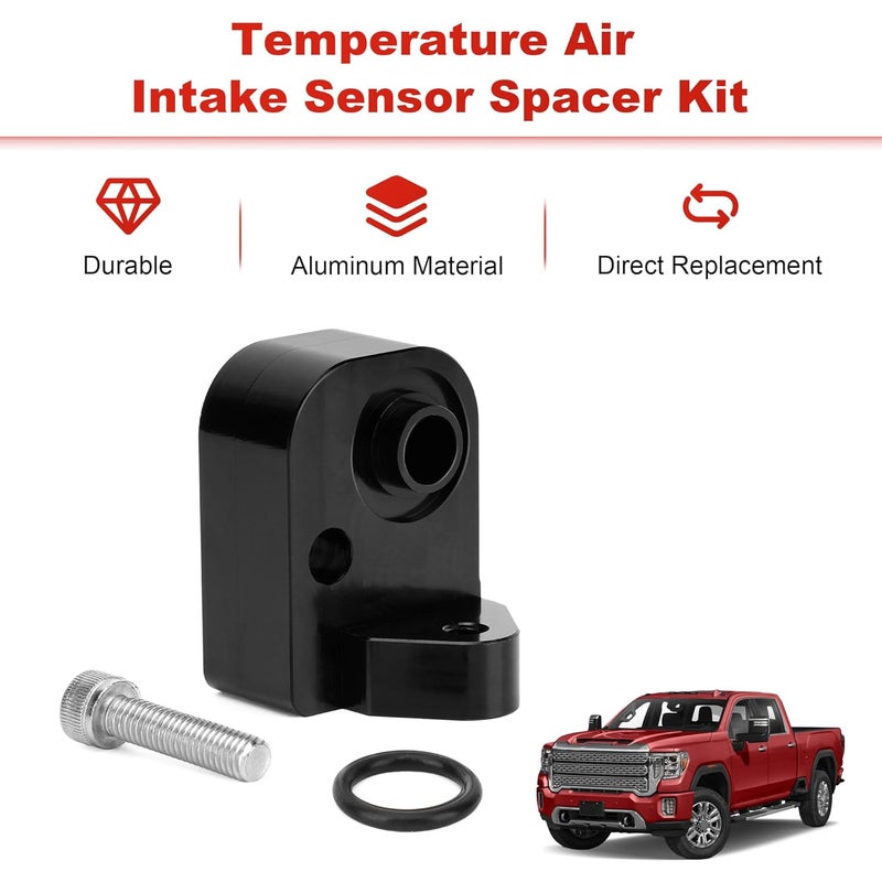 Jetuplusllc Temperature Air Intake Sensor Spacer Kit for 2017-2024 Chevy Silverado 2500HD 3500HD, GMC Sierra 2500HD 3500HD 6.6L Diesel Black - Image 4